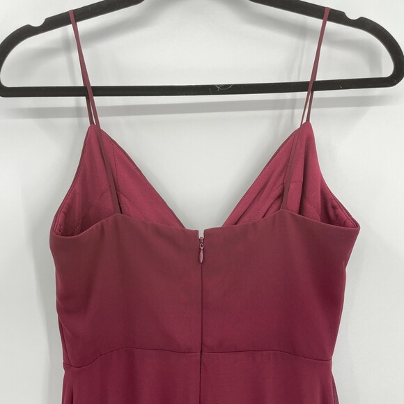 BILL LEVKOFF Jemma Chiffon V-Neck A-Line Princess Bridesmaid Maxi Dress Wine 2 - Picture 5 of 6